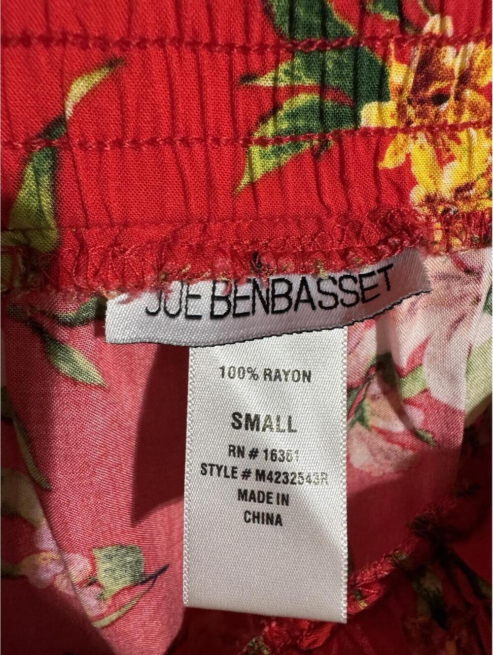 Joe Benbasset Red Floral Wide Leg Pants Womens Small Elastic Drawstring Rayon - Picture 4 of 4